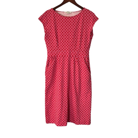 Boden Women’s Pink/ Red Geometric Midi Print Sleeveless Dress Size 8 - Picture 1 of 5
